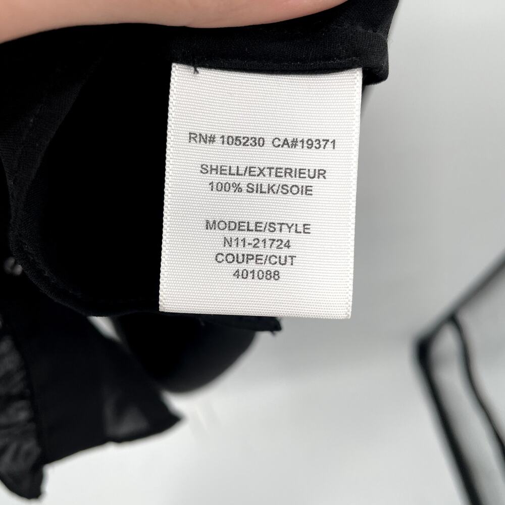 JOIE 100% Silk Ruffle Tie Neck Black Long Sleeve Blouse // XS - Picture 7 of 10